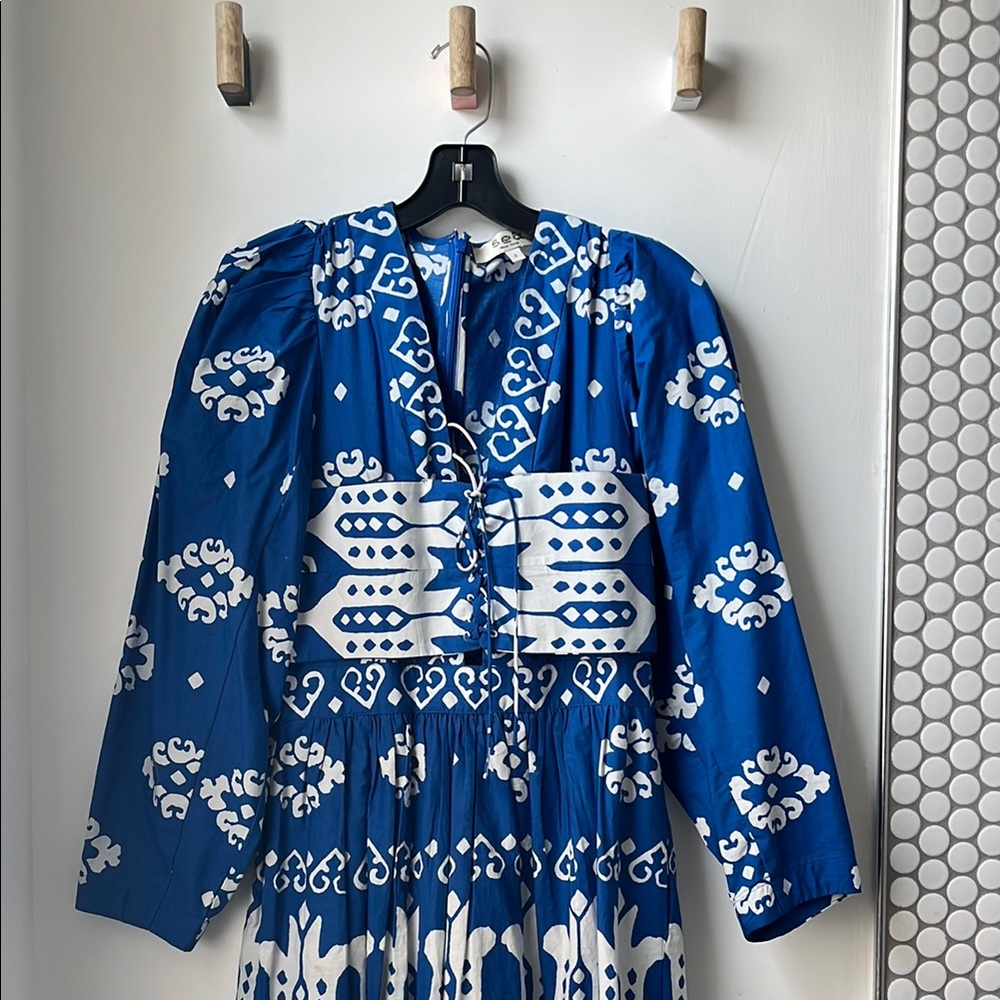 Blue and White Patterned Dress